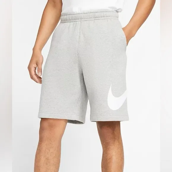 Nike Club Shorts Athletic Comfort Drawstring Waist Pockets Gray White Size Large