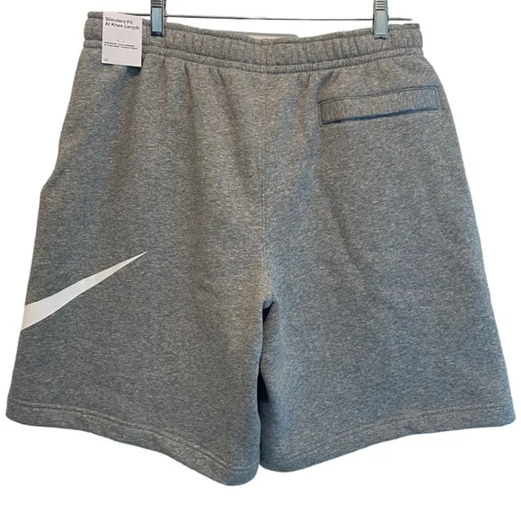 Nike Club Shorts Athletic Comfort Drawstring Waist Pockets Gray White Size Large