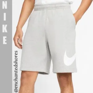 Nike Club Shorts Athletic Comfort Drawstring Waist Pockets Gray White Size Large