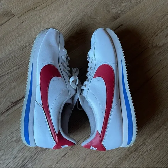Nike Cortez Basic Leather Classic Sneaker Shoes White/Red Size 10.5