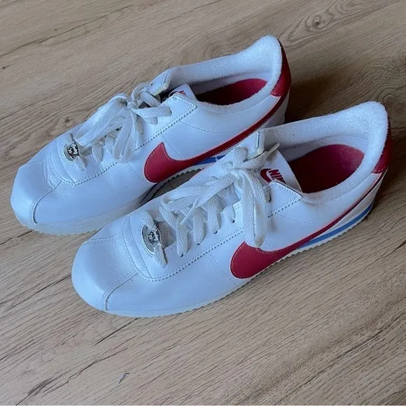 Nike Cortez Basic Leather Classic Sneaker Shoes White/Red Size 10.5