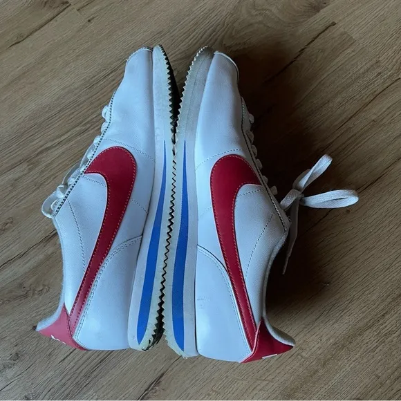 Nike Cortez Basic Leather Classic Sneaker Shoes White/Red Size 10.5