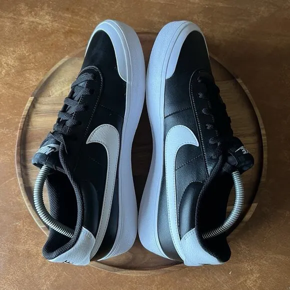 Nike Court Shot Leather Sneakers Shoes Black White FQ8146-002 Men's 9