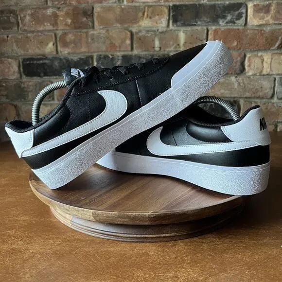 Nike Court Shot Leather Sneakers Shoes Black White FQ8146-002 Men's 9