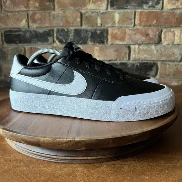 Nike Court Shot Leather Sneakers Shoes Black White FQ8146-002 Men's 9