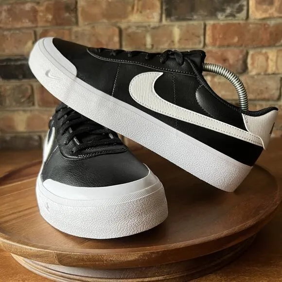 Nike Court Shot Leather Sneakers Shoes Black White FQ8146-002 Men's 9