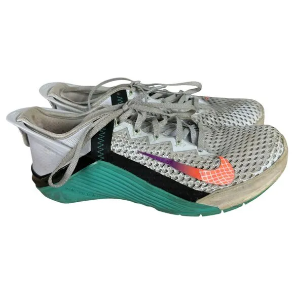 Nike DB3790-020 Metcon 6 Flyease Grey Aqua White Women's Size 6.5