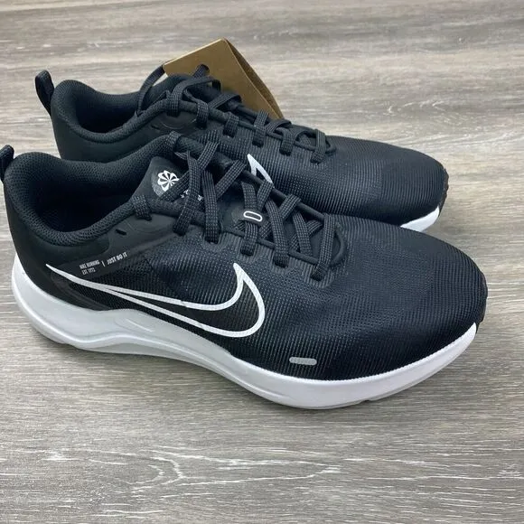 Nike Downshifter 12 Mens 7.5 Wide Black White Training Running Shoes DM0919-001