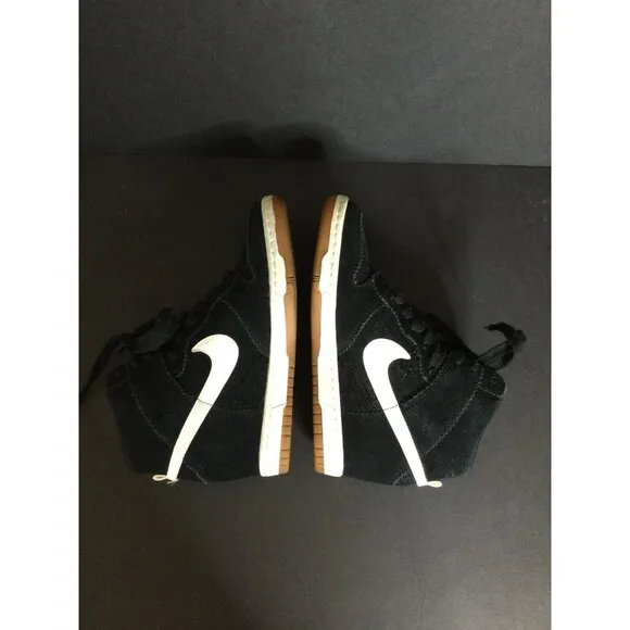 Nike Dunk Sky Hi Black &amp; White Suede Hidden Wedge Sneakers Sz 7.5