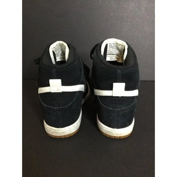 Nike Dunk Sky Hi Black &amp; White Suede Hidden Wedge Sneakers Sz 7.5