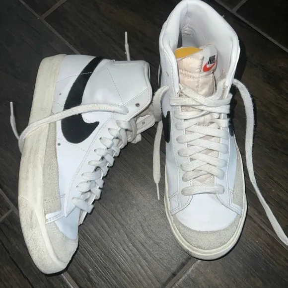 Nike High Top White and Black Blazers