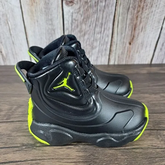 Nike Jordan Drip 23 Toddler Pull On Rain Boots Black Green Kids Sz 6 C (NWOB)