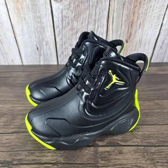 Nike Jordan Drip 23 Toddler Pull On Rain Boots Black Green Kids Sz 6 C (NWOB)