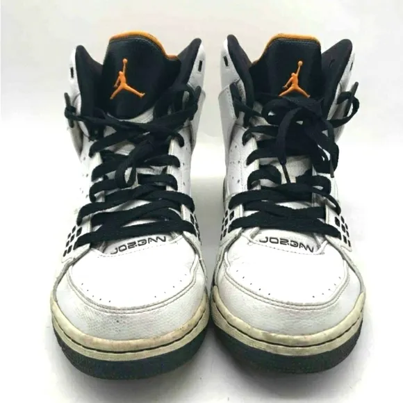Nike Jordan Flight SC 1 White Orange Lace Up Basketball athletic Shoes Size 10.5