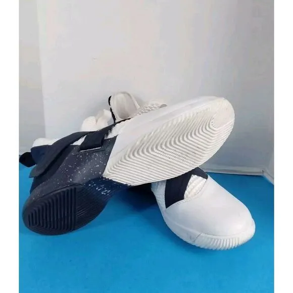Nike LeBron Soldier Basketball Shoes White Navy Cross-Strap‎ Athletic Sneakers