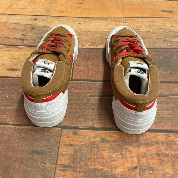 Nike Men's Blazer LOW / SACAI British Tan Patent Leather Shoes