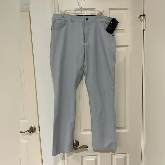 Nike NWT Dri-Fit Slim Fit Dress Mens Light Blue Pants size 33x30