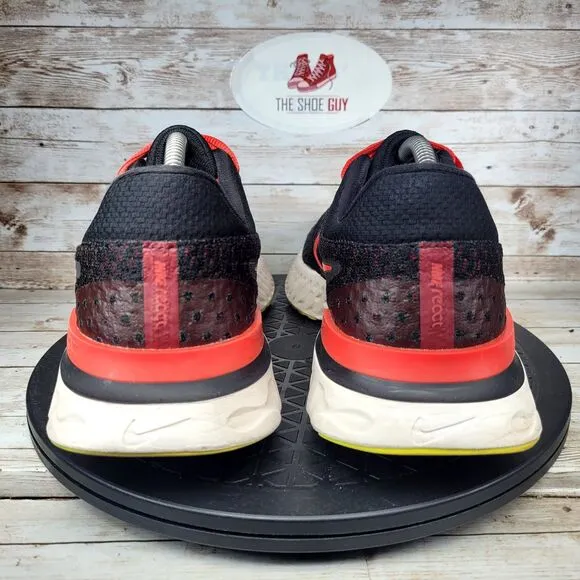 Nike React Men's Size 10.5 Infinity Run Flyknit 3 Black Red Running Shoes
