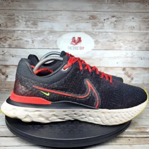 Nike React Men's Size 10.5 Infinity Run Flyknit 3 Black Red Running Shoes