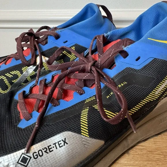 Nike React Pegasus Trail 4 GTX Gore-Tex Black Blue Shoes DJ7926-003 Men's 12 EUC