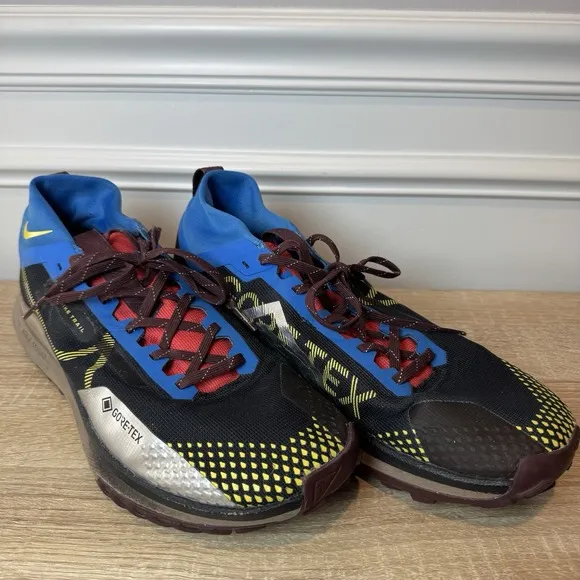 Nike React Pegasus Trail 4 GTX Gore-Tex Black Blue Shoes DJ7926-003 Men's 12 EUC