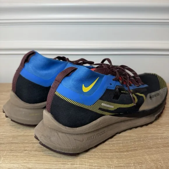 Nike React Pegasus Trail 4 GTX Gore-Tex Black Blue Shoes DJ7926-003 Men's 12 EUC