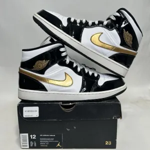 Nike Shoes Air Jordan 1 Mid SE “Patent Black Gold” 2024