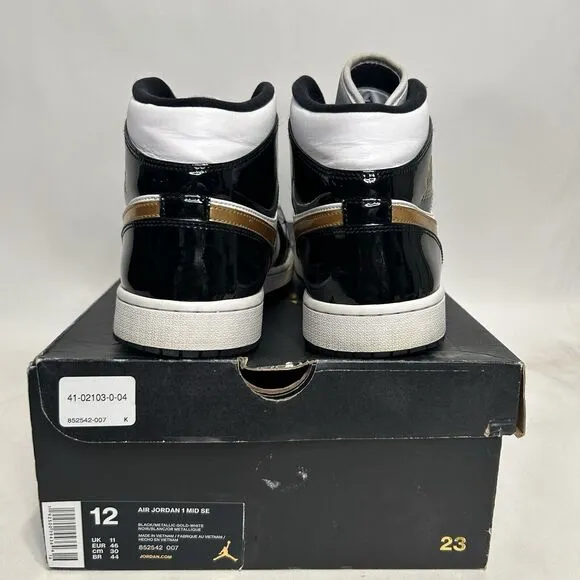 Nike Shoes Air Jordan 1 Mid SE “Patent Black Gold” 2024