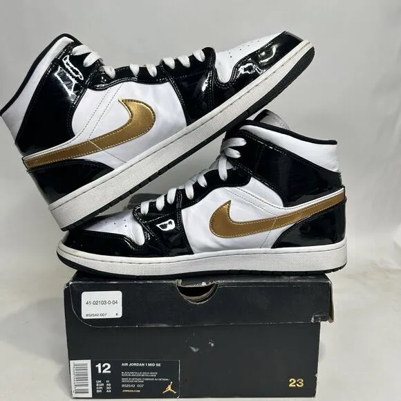 Nike Shoes Air Jordan 1 Mid SE “Patent Black Gold” 2024