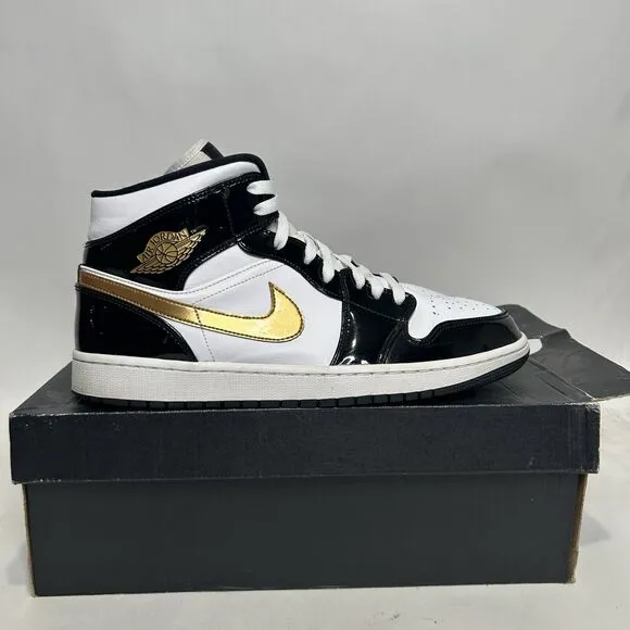 Nike Shoes Air Jordan 1 Mid SE “Patent Black Gold” 2024