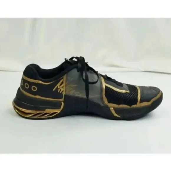 Nike Size 8 Men's Black Gym Metcon 7 Mat Fraser PE Metallic Gold DA8103-007