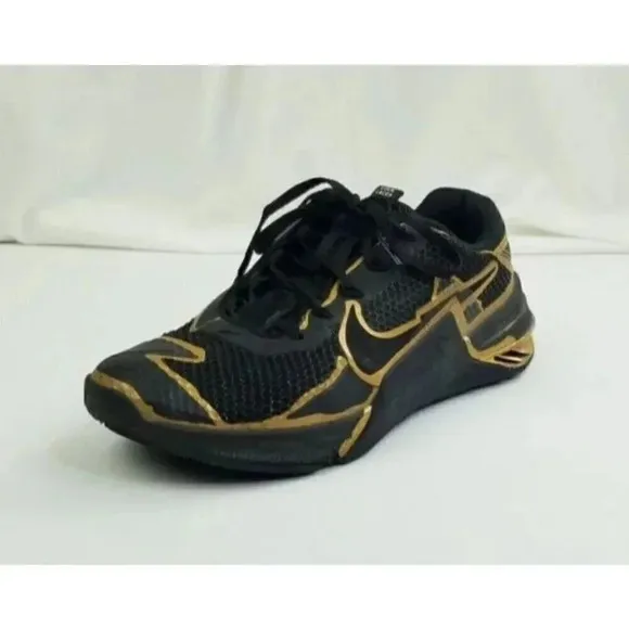Nike Size 8 Men's Black Gym Metcon 7 Mat Fraser PE Metallic Gold DA8103-007