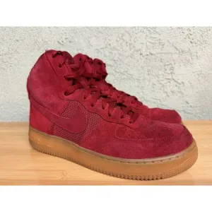 Nike Sneakers Red Suede Tan Air Force 1 High '07 LV8 Gym Red Shoes Mens 10