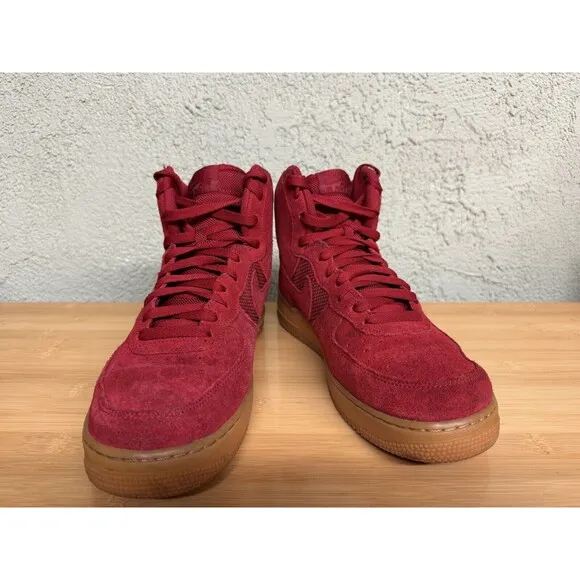 Nike Sneakers Red Suede Tan Air Force 1 High '07 LV8 Gym Red Shoes Mens 10