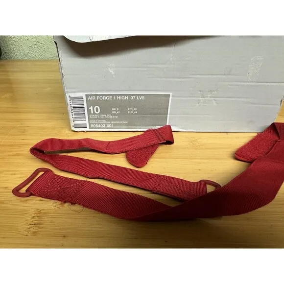 Nike Sneakers Red Suede Tan Air Force 1 High '07 LV8 Gym Red Shoes Mens 10