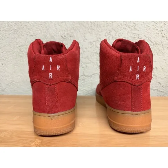 Nike Sneakers Red Suede Tan Air Force 1 High '07 LV8 Gym Red Shoes Mens 10