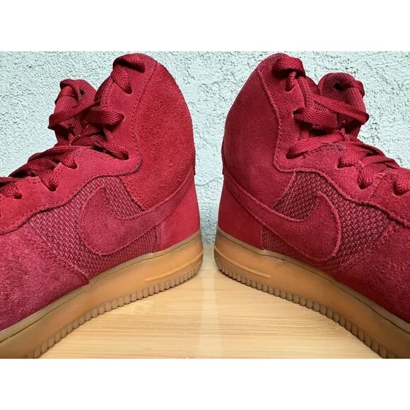 Nike Sneakers Red Suede Tan Air Force 1 High '07 LV8 Gym Red Shoes Mens 10