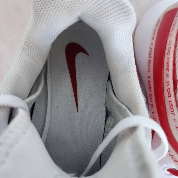 Nike strap over hyperset 8.5 white red chunky athletic gym shoes