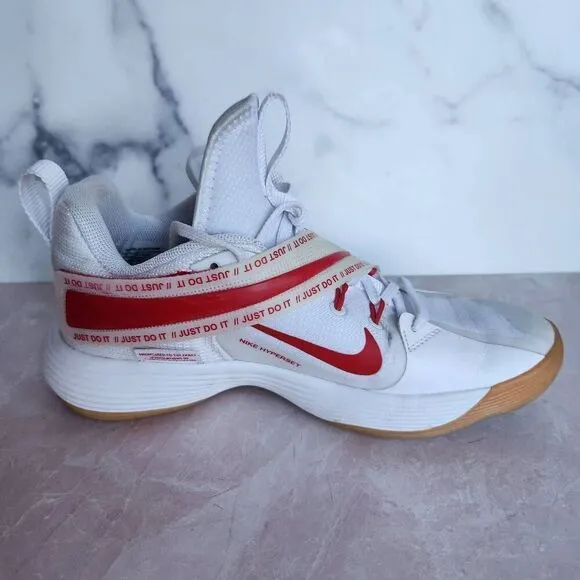 Nike strap over hyperset 8.5 white red chunky athletic gym shoes