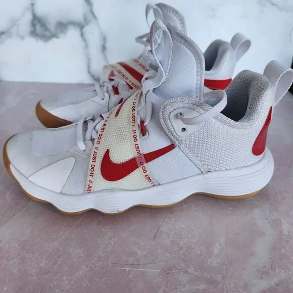 Nike strap over hyperset 8.5 white red chunky athletic gym shoes