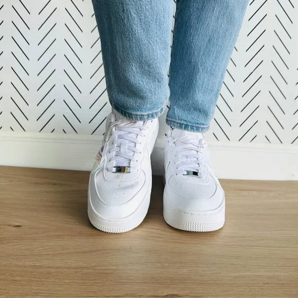 ⭐Nike Sz 7.5 Women's Shoes Air Force 1 PLT.AF.ORM Sneakers White DJ9946-100 New