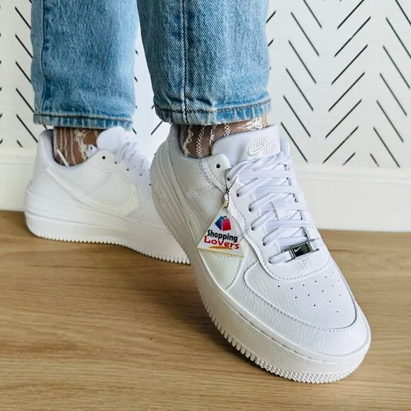 ⭐Nike Sz 7.5 Women's Shoes Air Force 1 PLT.AF.ORM Sneakers White DJ9946-100 New