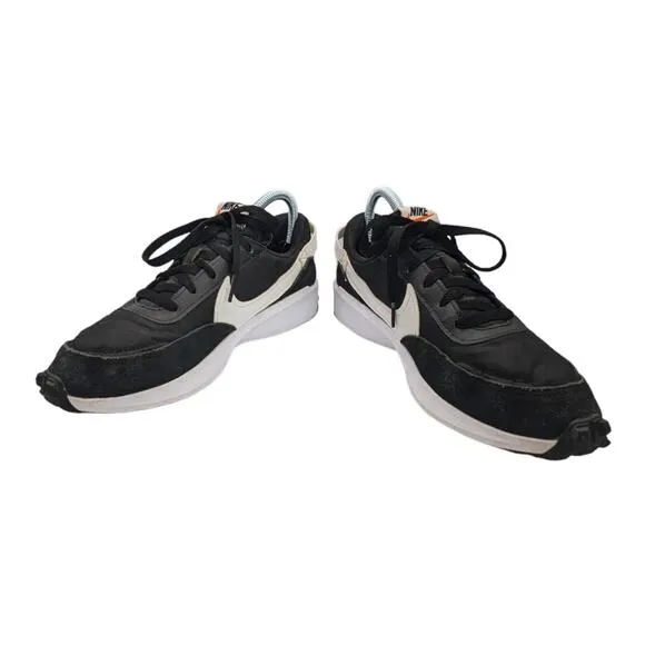 Nike Waffle Debut Sneakers Shoes Black White Swoosh Womens 8 DH9523-002 Workout