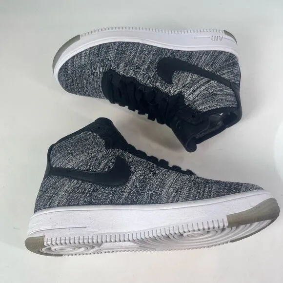 Nike Womens Size 6.5 Black/White Oroe Air Force 1 Mid Flyknit Sneaker Shoes Lace