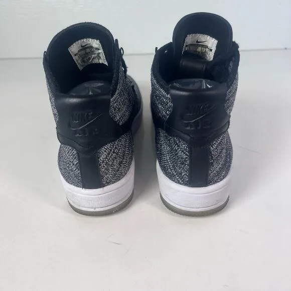 Nike Womens Size 6.5 Black/White Oroe Air Force 1 Mid Flyknit Sneaker Shoes Lace