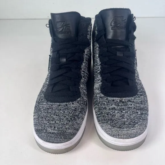 Nike Womens Size 6.5 Black/White Oroe Air Force 1 Mid Flyknit Sneaker Shoes Lace