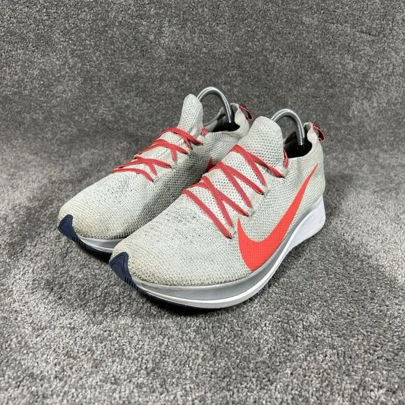 Nike Zoom Fly Flyknit Bright Crimson Gray Running Shoes AR4561-044 Mens Size 9