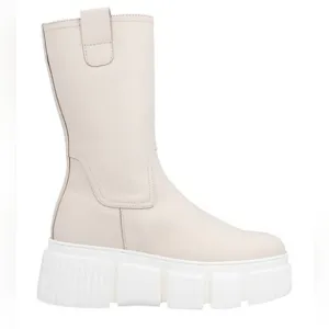 NILA &amp; NILA Ankle Boots In Ivory Platform Woman's 40  With Bottoms NWOT military