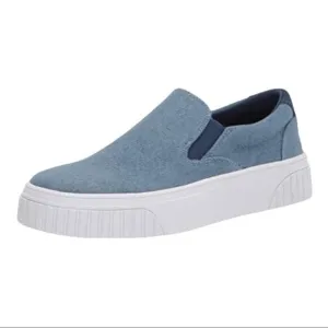 𝅺nine West &quot;Dally&quot; Blue Slip On Platform Sneaker Shoes Casual Women Sz 5.5