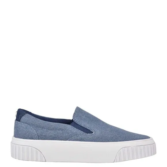 𝅺nine West &quot;Dally&quot; Blue Slip On Platform Sneaker Shoes Casual Women Sz 5.5